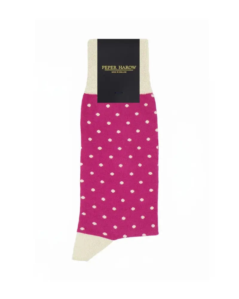 Buy Peper Harow Polka Dot Cotton Socks - Fuchsia Pink / Cream | Sockss at Woven Durham