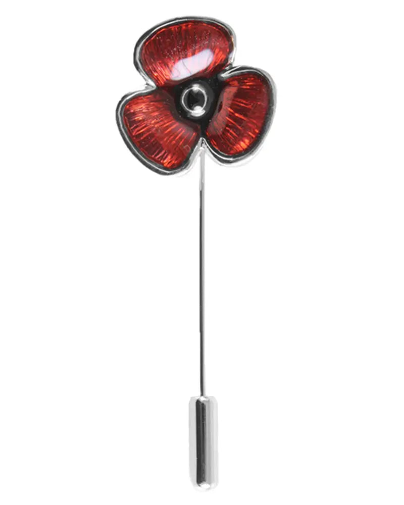 Poppy Lapel Pin - Red / Silver Dalaco