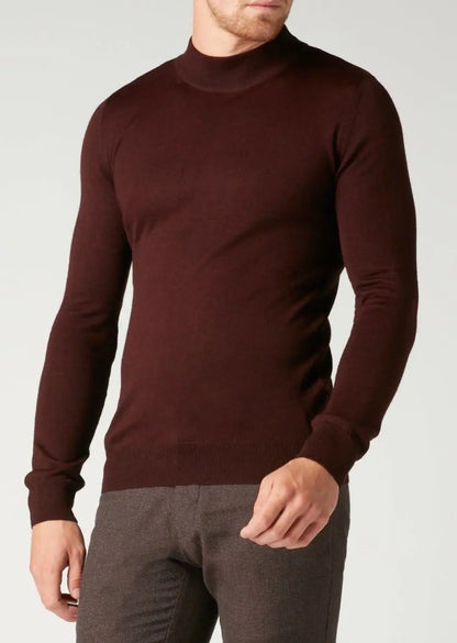 Remus Uomo Roll Neck Jumper - Burgundy From Woven Durham