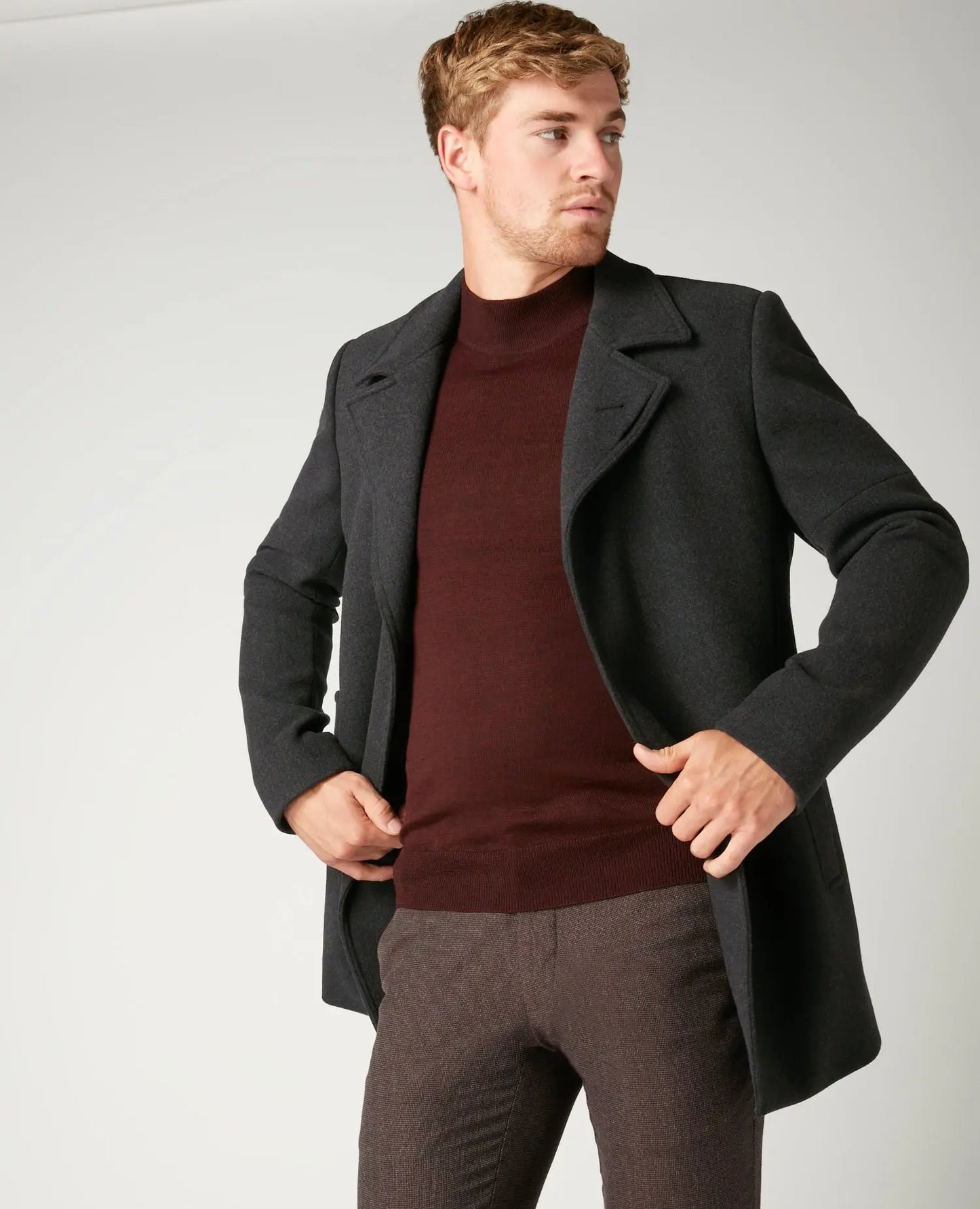 Remus Uomo Roll Neck Jumper - Burgundy From Woven Durham