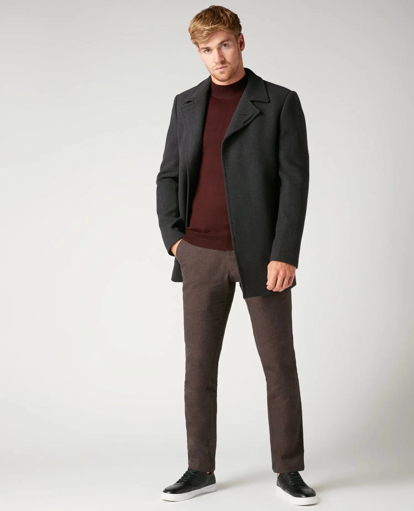 Remus Uomo Roll Neck Jumper - Burgundy From Woven Durham