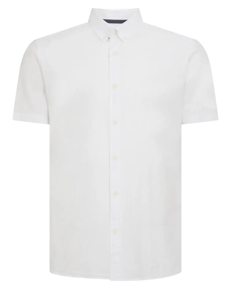 Buy Remus Uomo Rome Linen Blend Short Sleeve Shirt - White | Short-Sleeved Shirtss at Woven Durham