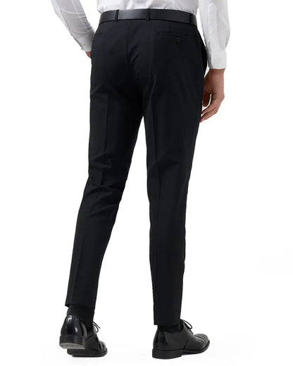 Remus Uomo Santi Suit Trouser - Black From Woven Durham