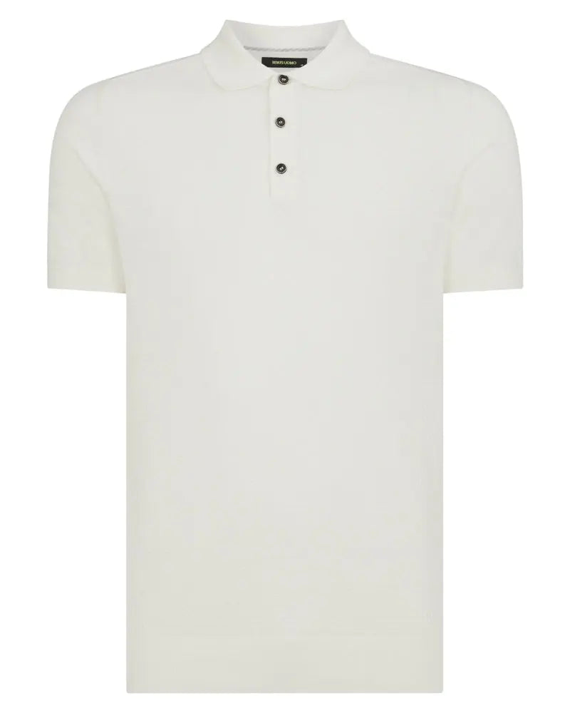 Buy Remus Uomo Textured Knit Polo - Ecru | Short-Sleeved Polo Shirtss at Woven Durham