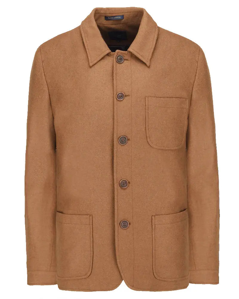 Textured Shirt Jacket - Tan Guide London