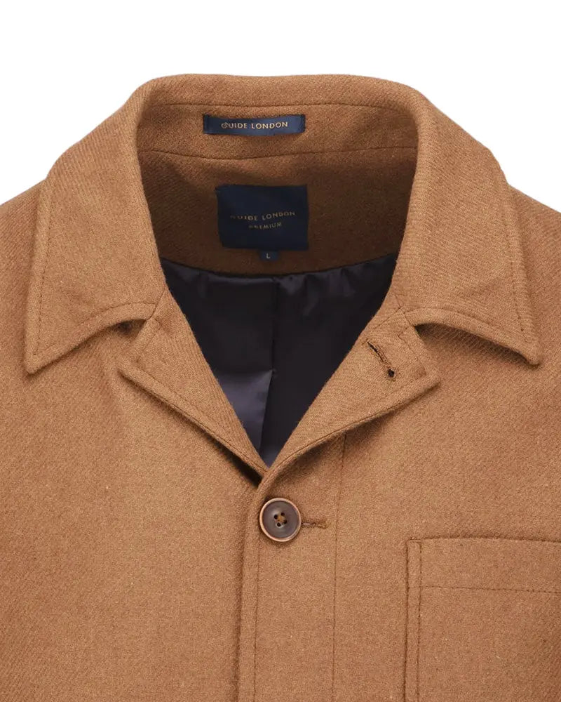 Textured Shirt Jacket - Tan Guide London