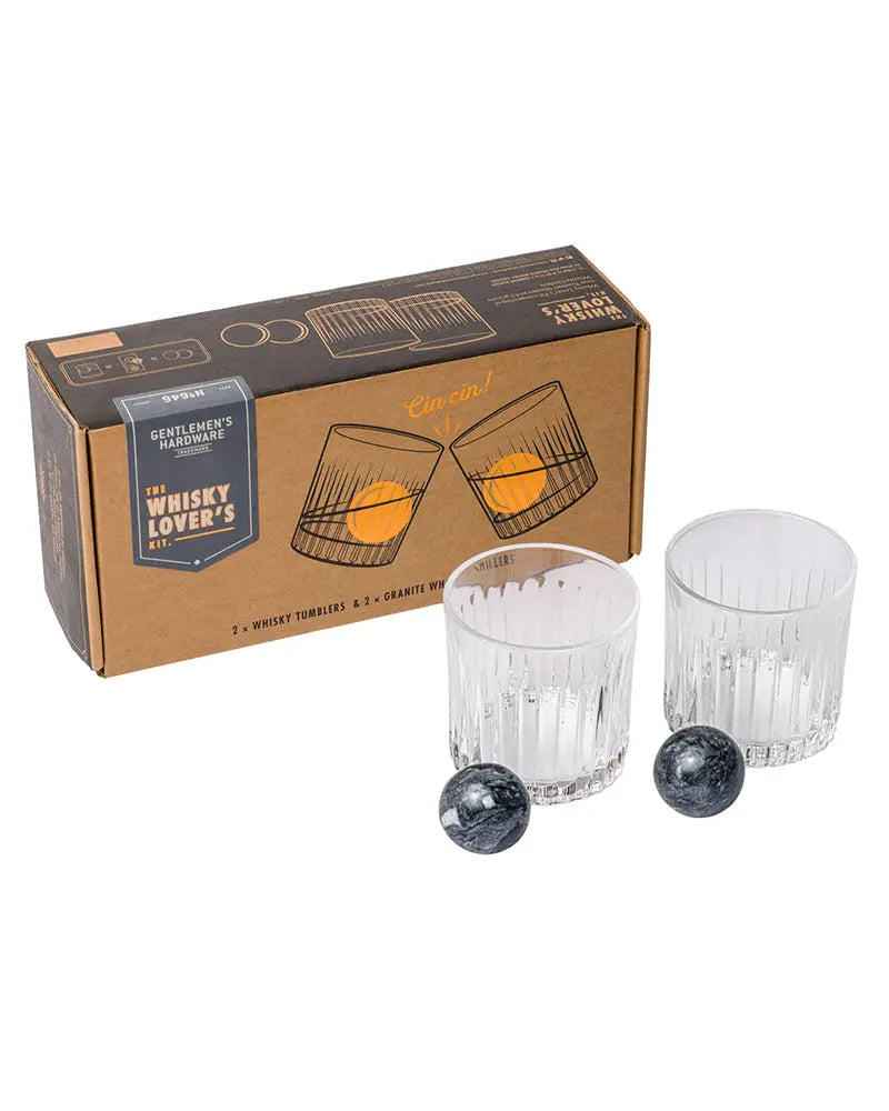 Buy Gentlemen's Hardware Whiskey Glass Gift Set with Whiskey Stones - Set of 2 | Tumblers at Woven Durham